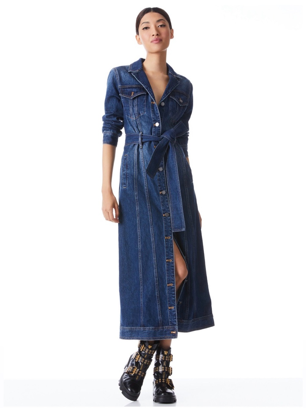 NWOT Alice + Olivia Daren Maxi Denim Jacket/Dress. Size XS - Picture 5 of 16